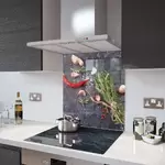 Herbs and Spices - Kitchen Glass Splashback With Fixing Holes - 75cm Wide x 110cm High