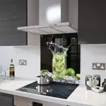 Glass Splashback With Fixing Holes in Mojito - 70cm Wide x 80cm High