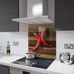 2 Chillies on Chopping Board - Kitchen Glass Splashback With Fixing Holes - 60cm Wide x 80cm High