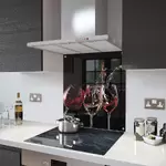 3 Glasses Of Wine - Kitchen Glass Splashback With Fixing Holes - 110cm Wide x 75cm High