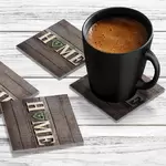 4 x Acrylic Coaster in Home and Green Heart