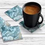 4 x Acrylic Coaster in Liquid Aqua