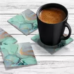 4 x Acrylic Coaster in Liquid Aquamarine