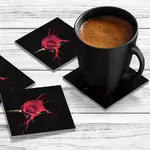 4 x Acrylic Coaster in Paint Drip Rose