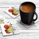 4 x Acrylic Coaster in Peppers In Water On White