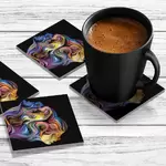 4 x Acrylic Coaster in Rainbow Faces