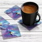 4 x Acrylic Coaster in Rainbow Rain Mountain