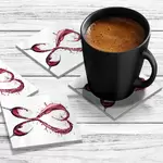 4 x Acrylic Coaster in Wine Splash Heart