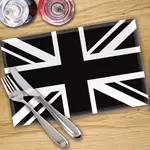 Glass Placemats x 4 In Black N White Union Jack