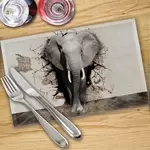 Glass Placemats x 4 In Elephant