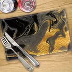 Glass Placemats x 4 In Black Gold