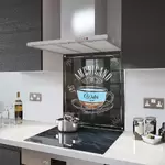 Americano Coffee - Kitchen Glass Splashback With Fixing Holes - 110cm Wide x 75cm High