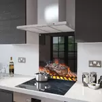 Char-grilled Steak - Kitchen Glass Splashback With Fixing Holes - 75cm Wide x 90cm High