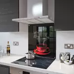Red Coffee Cup - Kitchen Glass Splashback With Fixing Holes - 75cm Wide x 60cm High