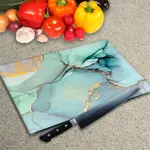 Glass Chopping Board - Worktop Saver In Liquid Aquamarine