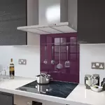 Deep Purple with Utensil Rail - Glass Splashback - 100cm Wide x 75cm High