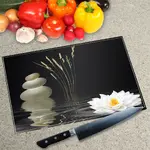 Glass Chopping Board - Worktop Saver In Water Lily