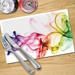 Digital Print Placemat x 4 - Rainbow Smoke on White