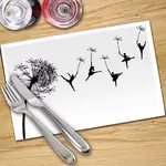 Digital Print Placemat x 4 - Dandelion Ballerinas On White