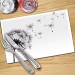 Digital Print Placemat x 4 - Dandelion On White