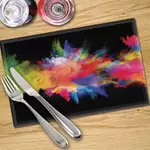 Digital Print Placemat x 4 - Colour Fusion on Black