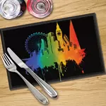 Digital Print Placemat x 4 - 'Pride' London on Black