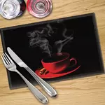 Digital Print Placemat x 4 - Red Coffee Cup