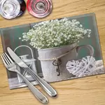 Digital Print Placemat x 4 - Flowers, Bucket and Lantern