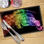 Digital Print Placemat x 4 - Black Rainbow Smoke