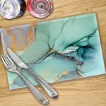 Glass Placemats x 4 In Liquid Aquamarine