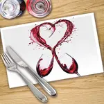 Digital Print Placemat x 4 - Wine Splash Heart