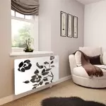 Glass Radiator Cover in White Floral - Small
