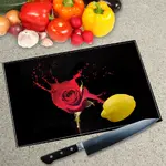 Glass Chopping Board - Worktop Saver In Paint Drip Red Rose