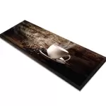 Glass Table Runner in White Coffee Cup With Beans - 100cm Wide x 30cm High