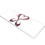 Glass Table Runner in Wine Splash Heart - 80cm Wide x 30cm High