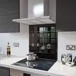 Black with Utensil Rail - Glass Splashback - 100cm Wide x 75cm High
