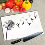 Glass Chopping Board - Worktop Saver In Dandelion Ballerinas On White