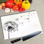 Glass Chopping Board - Worktop Saver In Dandelion On White
