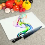 Glass Chopping Board - Worktop Saver In Rainbow Wave