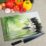 Glass Chopping Board - Worktop Saver In Relaxing Spa Scene