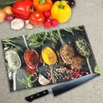 Glass Chopping Board - Worktop Saver In Asian Spices