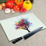 Glass Chopping Board - Worktop Saver In Tree Splash