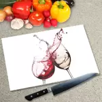 Glass Chopping Board - Worktop Saver In Red and White Wine