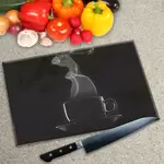 Glass Chopping Board - Worktop Saver In Black Coffee Cup