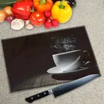 Glass Chopping Board - Worktop Saver In White Coffee Cup