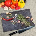 Glass Chopping Board - Worktop Saver In Herbs and Spices