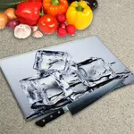 Glass Chopping Board - Worktop Saver In Ice Cubes