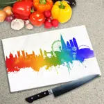 Glass Chopping Board - Worktop Saver In White Fusion London Skyline