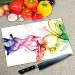 Glass Chopping Board - Worktop Saver In Rainbow Smoke on White