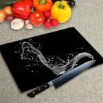 Glass Chopping Board - Worktop Saver In Splash On Black